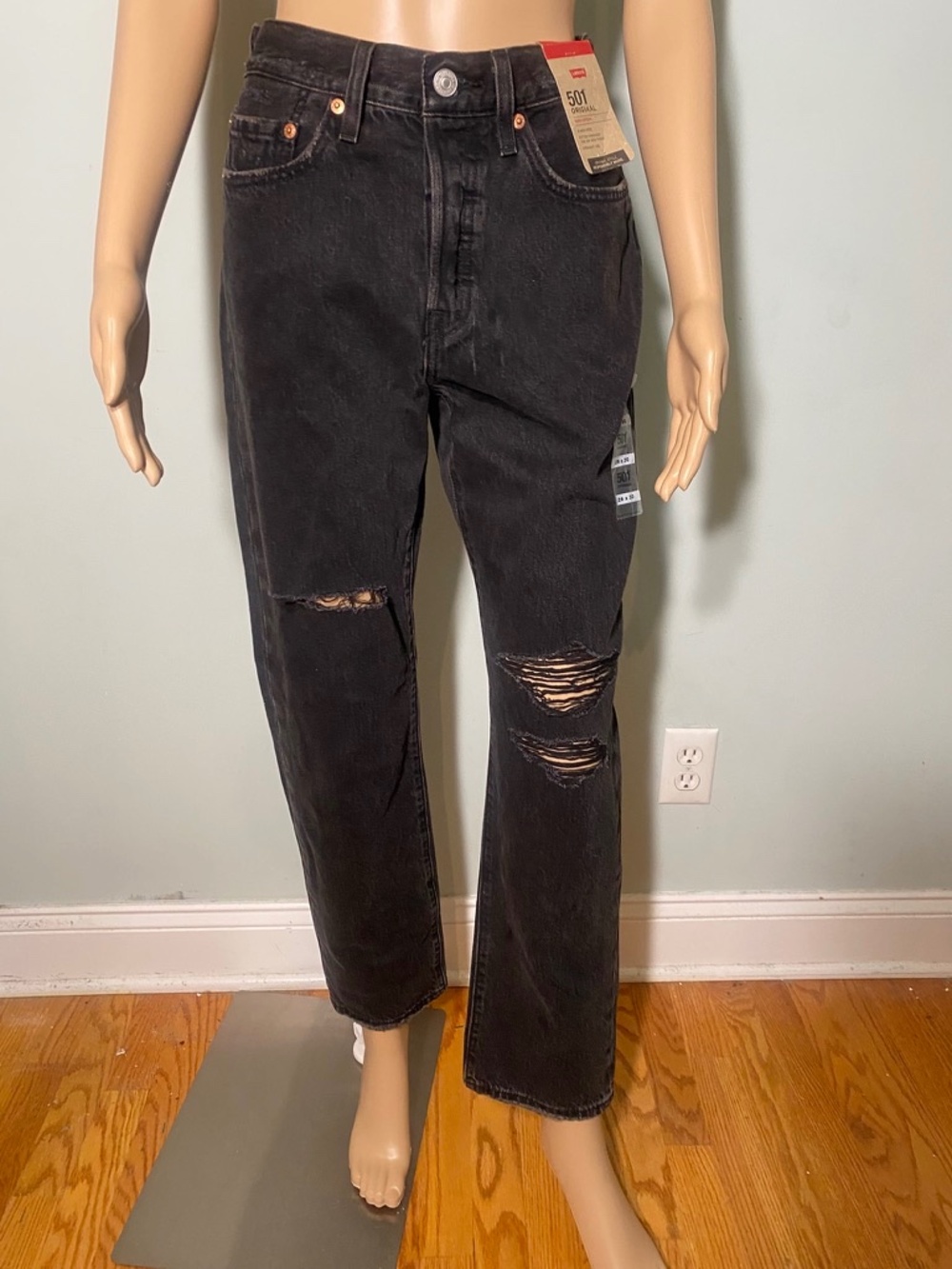 Levi's 501 Original Blackwash Jeans, Womens, 26W, 30L, Brand New